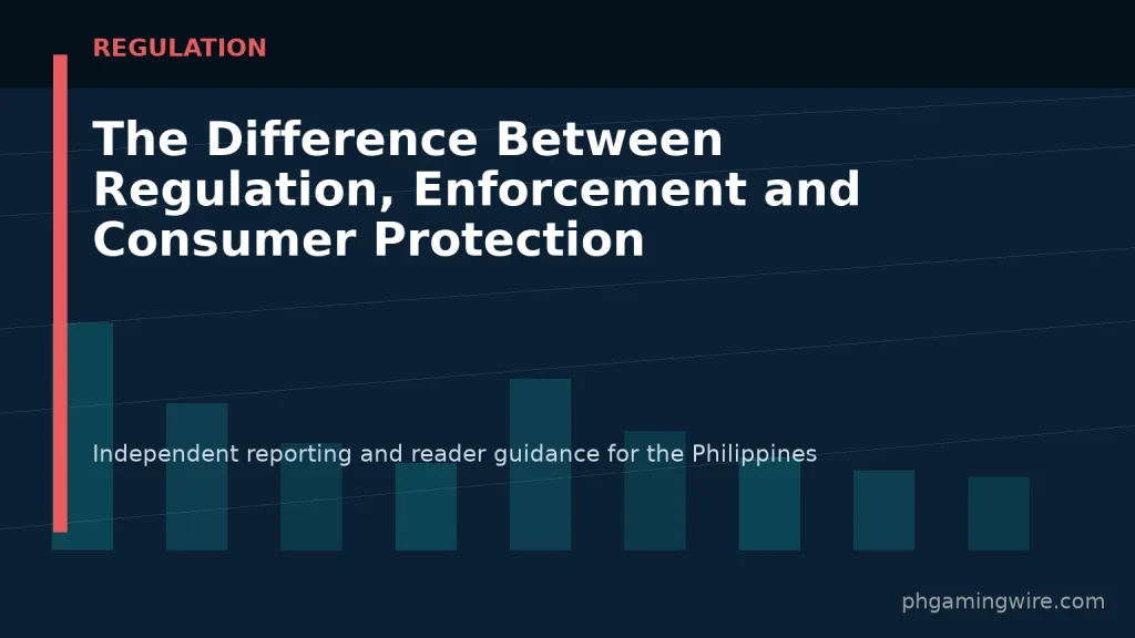 The Difference Between Regulation, Enforcement and Consumer Protection — PH Gaming Wire editorial graphic