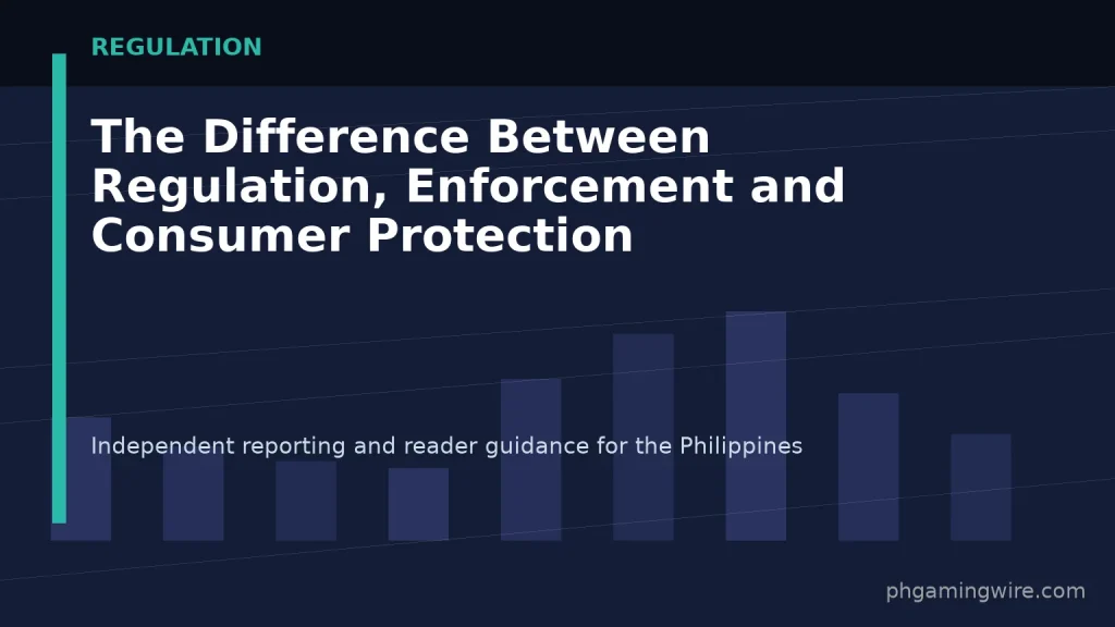 The Difference Between Regulation, Enforcement and Consumer Protection — PH Gaming Wire editorial graphic