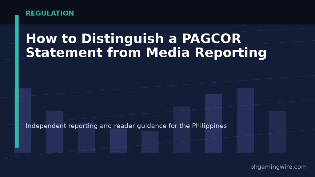 How to Distinguish a PAGCOR Statement from Media Reporting — PH Gaming Wire editorial graphic