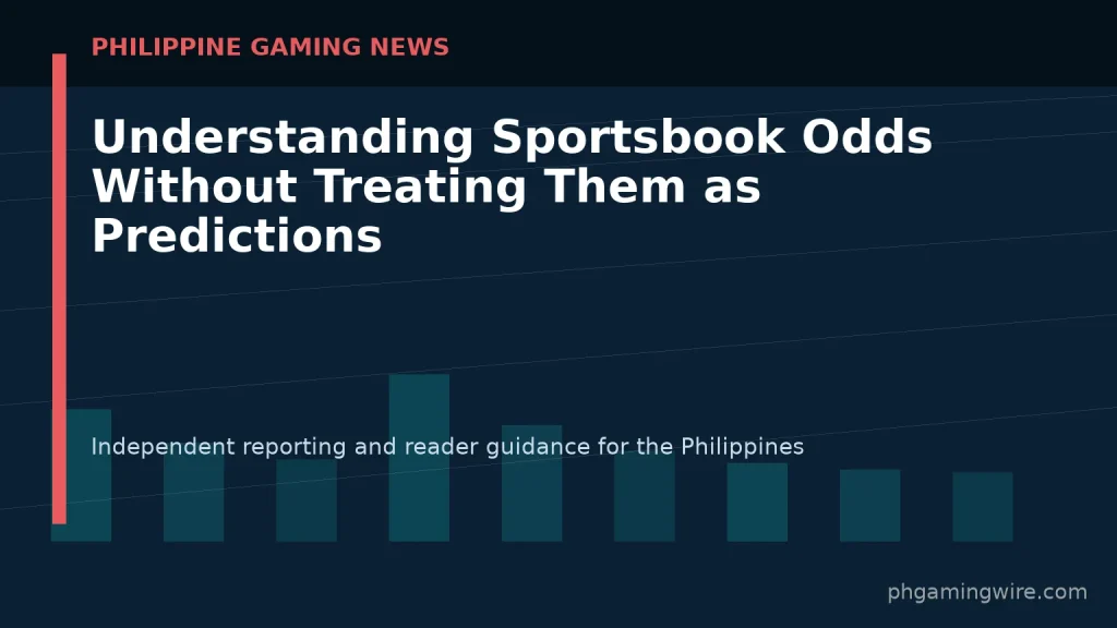 Understanding Sportsbook Odds Without Treating Them as Predictions — PH Gaming Wire editorial graphic