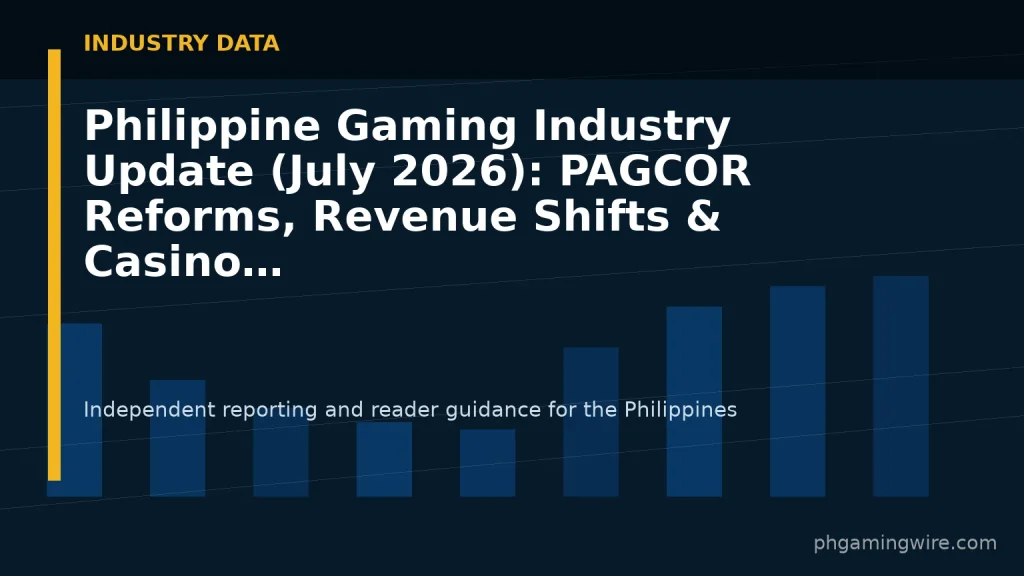 Philippine Gaming Industry Update (July 2026): PAGCOR Reforms, Revenue Shifts & Casino News — PH Gaming Wire editorial graphic
