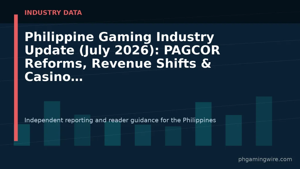 Philippine Gaming Industry Update (July 2026): PAGCOR Reforms, Revenue Shifts & Casino News — PH Gaming Wire editorial graphic