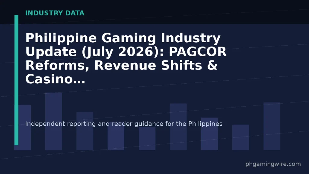 Philippine Gaming Industry Update (July 2026): PAGCOR Reforms, Revenue Shifts & Casino News — PH Gaming Wire editorial graphic