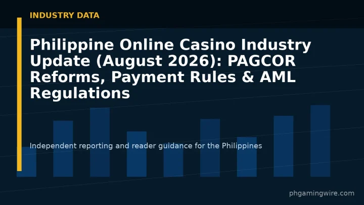 Philippine Online Casino Industry Update (August 2026): PAGCOR Reforms, Payment Rules & AML Regulations — PH Gaming Wire editorial graphic