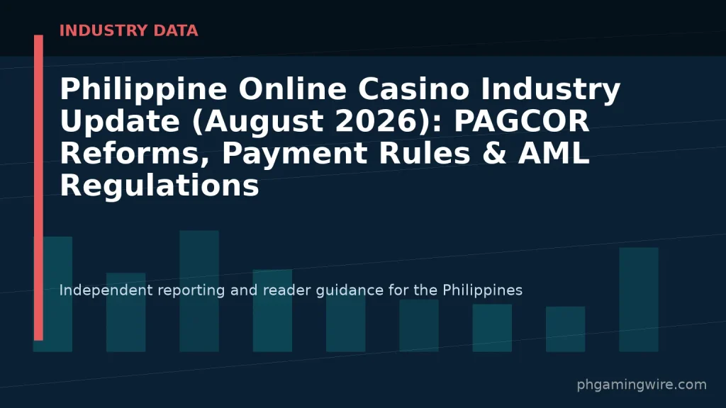 Philippine Online Casino Industry Update (August 2026): PAGCOR Reforms, Payment Rules & AML Regulations — PH Gaming Wire editorial graphic