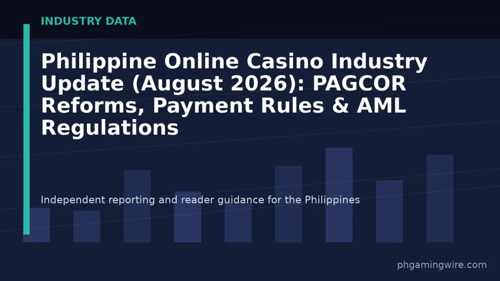 Philippine Online Casino Industry Update (August 2026): PAGCOR Reforms, Payment Rules & AML Regulations — PH Gaming Wire editorial graphic