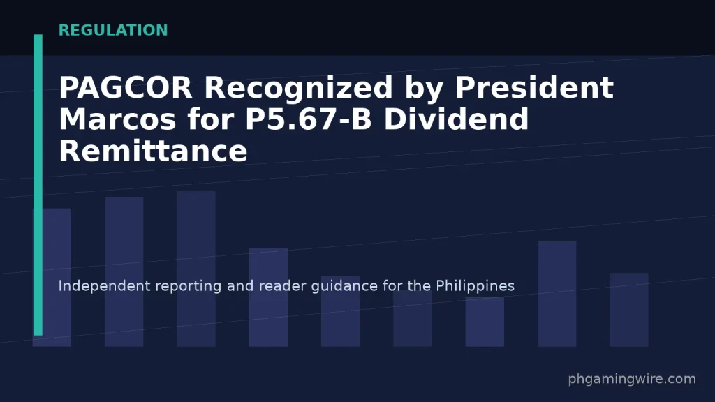 PAGCOR Recognized by President Marcos for P5.67-B Dividend Remittance — PH Gaming Wire editorial graphic