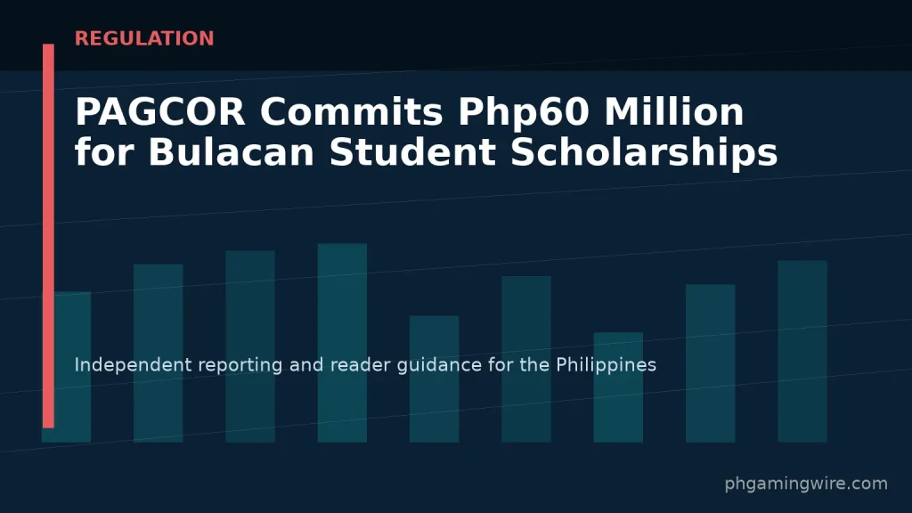 PAGCOR Commits Php60 Million for Bulacan Student Scholarships — PH Gaming Wire editorial graphic