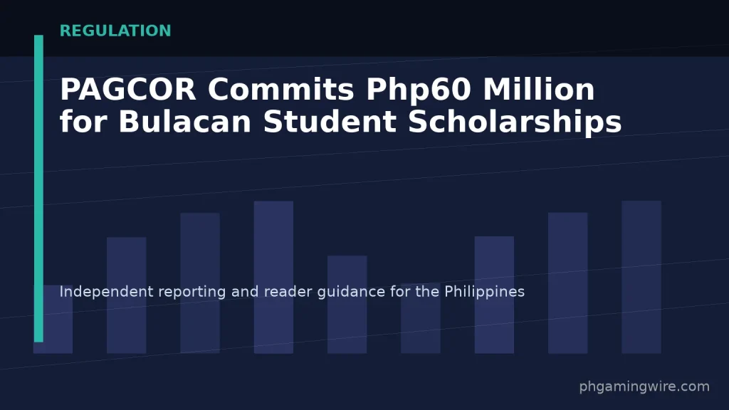 PAGCOR Commits Php60 Million for Bulacan Student Scholarships — PH Gaming Wire editorial graphic