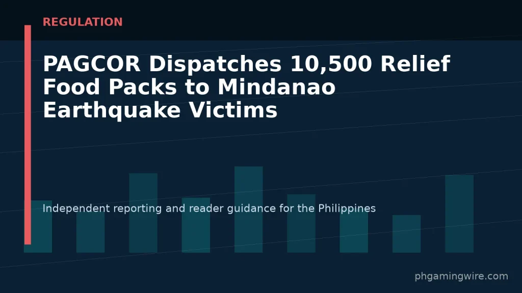 PAGCOR Dispatches 10,500 Relief Food Packs to Mindanao Earthquake Victims — PH Gaming Wire editorial graphic