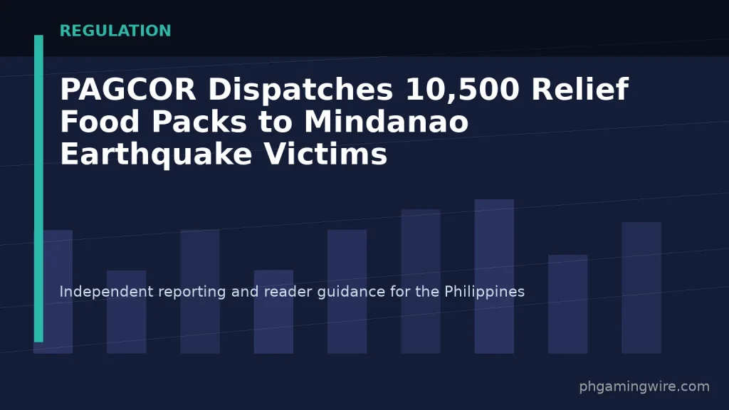 PAGCOR Dispatches 10,500 Relief Food Packs to Mindanao Earthquake Victims — PH Gaming Wire editorial graphic
