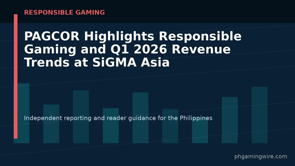 PAGCOR Highlights Responsible Gaming and Q1 2026 Revenue Trends at SiGMA Asia — PH Gaming Wire editorial graphic