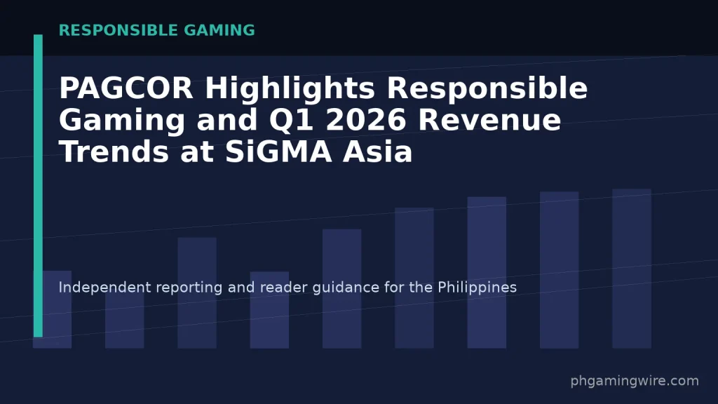 PAGCOR Highlights Responsible Gaming and Q1 2026 Revenue Trends at SiGMA Asia — PH Gaming Wire editorial graphic