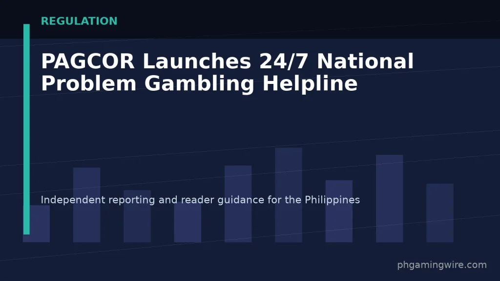 PAGCOR Launches 24/7 National Problem Gambling Helpline — PH Gaming Wire editorial graphic