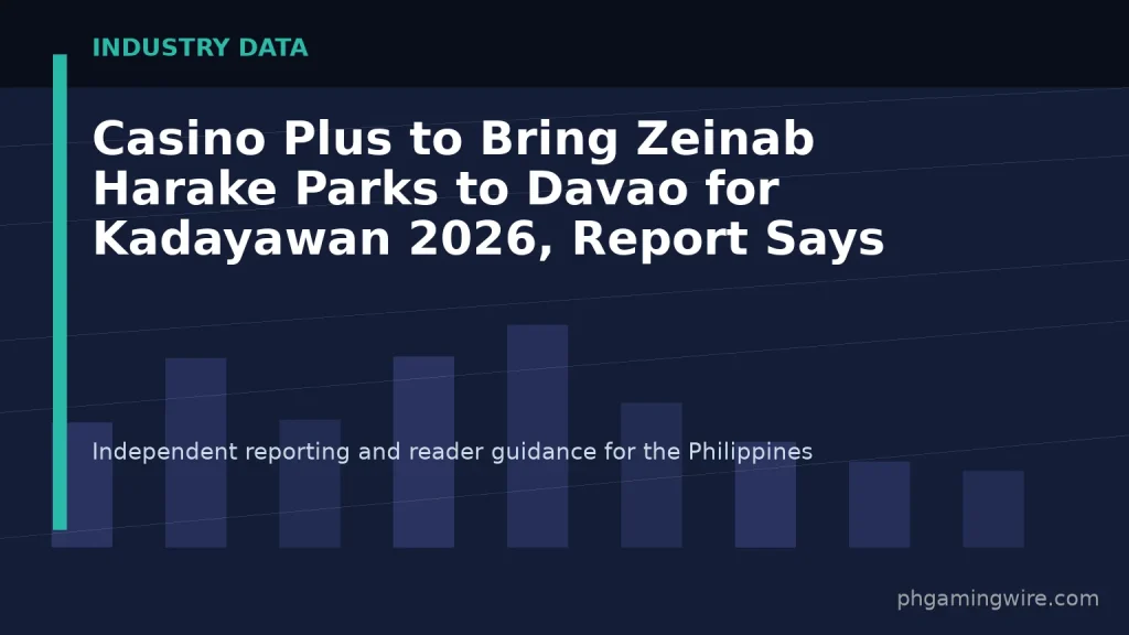 Casino Plus to Bring Zeinab Harake Parks to Davao for Kadayawan 2026, Report Says — PH Gaming Wire editorial graphic