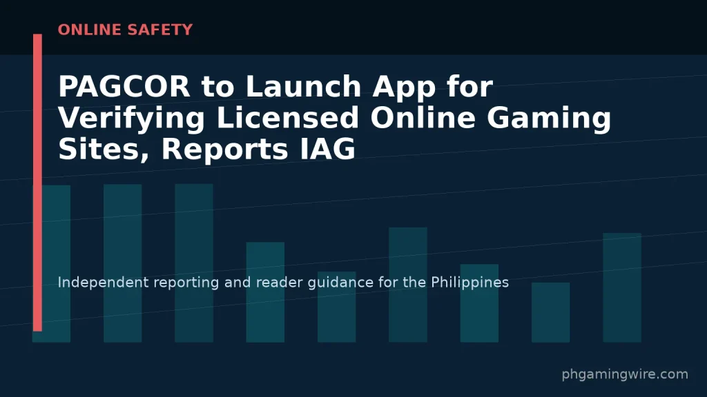 PAGCOR to Launch App for Verifying Licensed Online Gaming Sites, Reports IAG — PH Gaming Wire editorial graphic