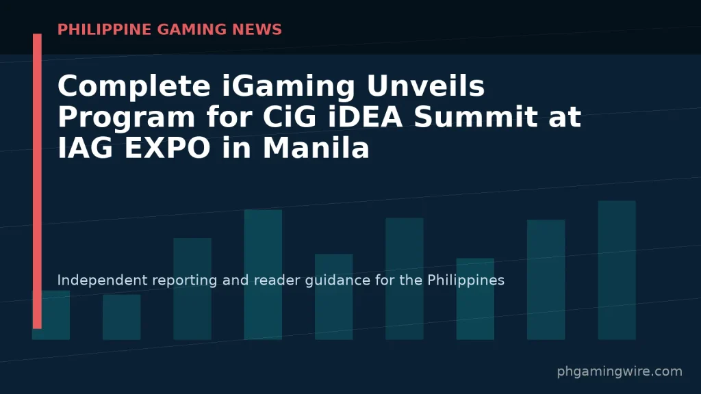 Complete iGaming Unveils Program for CiG iDEA Summit at IAG EXPO in Manila — PH Gaming Wire editorial graphic