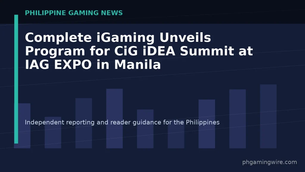 Complete iGaming Unveils Program for CiG iDEA Summit at IAG EXPO in Manila — PH Gaming Wire editorial graphic