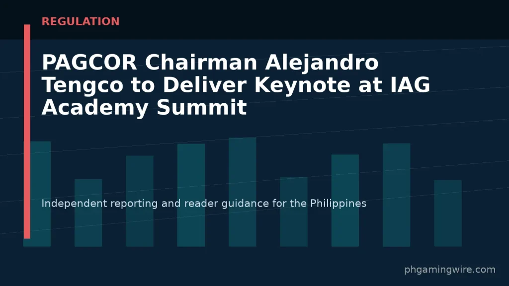 PAGCOR Chairman Alejandro Tengco to Deliver Keynote at IAG Academy Summit — PH Gaming Wire editorial graphic