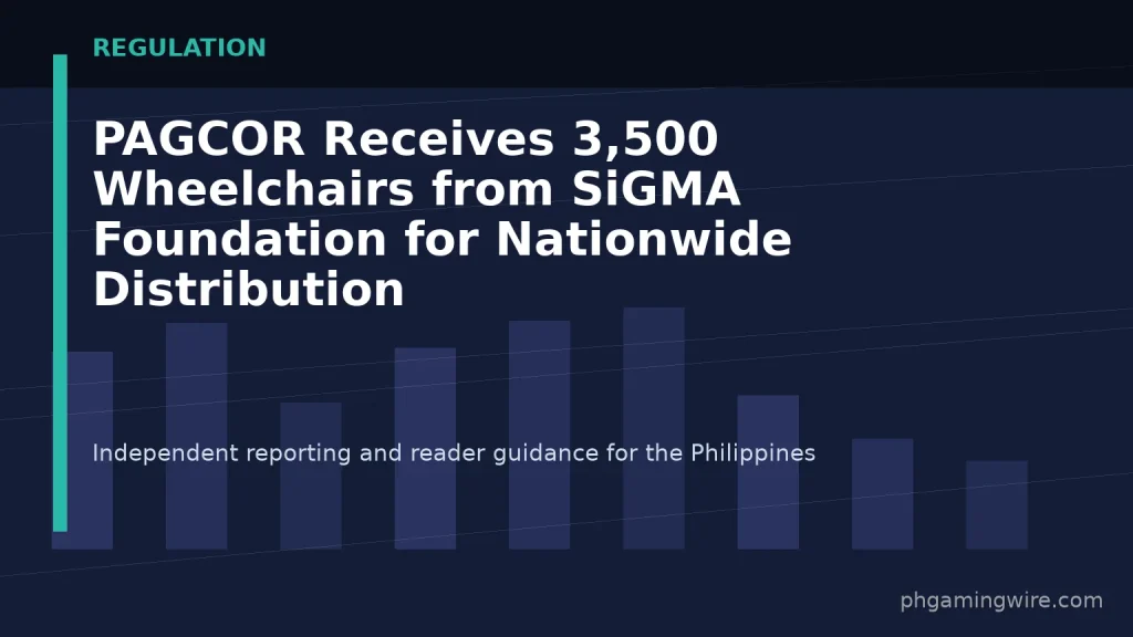 PAGCOR Receives 3,500 Wheelchairs from SiGMA Foundation for Nationwide Distribution — PH Gaming Wire editorial graphic