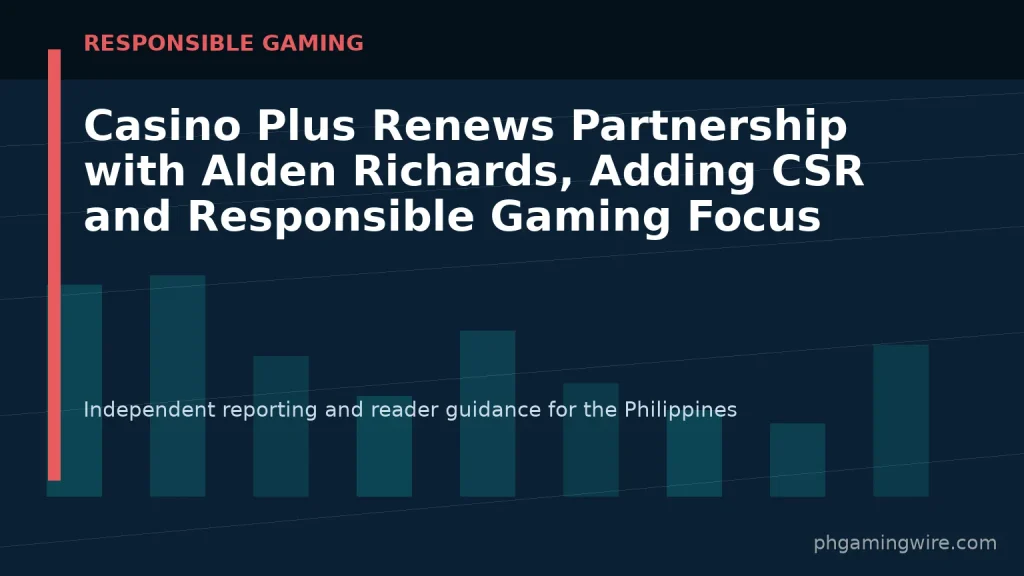 Casino Plus Renews Partnership with Alden Richards, Adding CSR and Responsible Gaming Focus — PH Gaming Wire editorial graphic