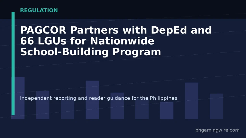 PAGCOR Partners with DepEd and 66 LGUs for Nationwide School-Building Program — PH Gaming Wire editorial graphic