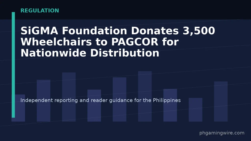 SiGMA Foundation Donates 3,500 Wheelchairs to PAGCOR for Nationwide Distribution — PH Gaming Wire editorial graphic