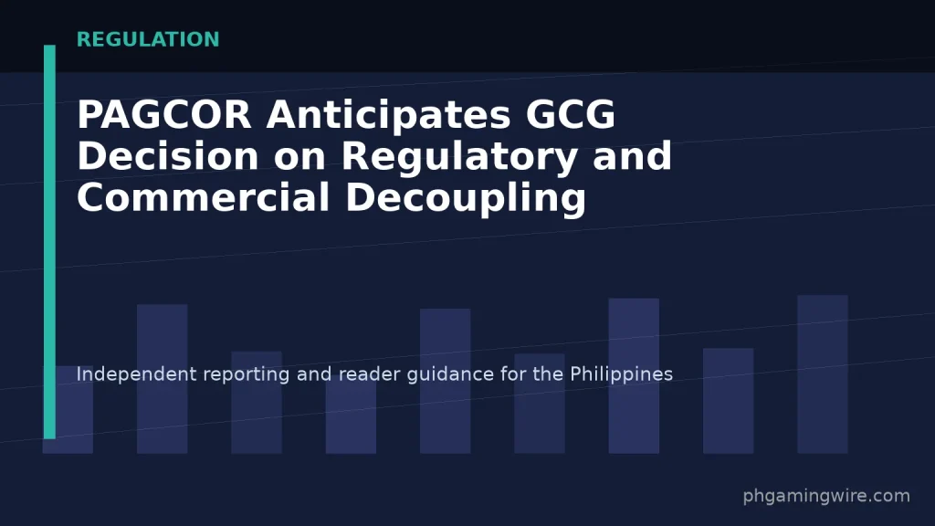 PAGCOR Anticipates GCG Decision on Regulatory and Commercial Decoupling — PH Gaming Wire editorial graphic