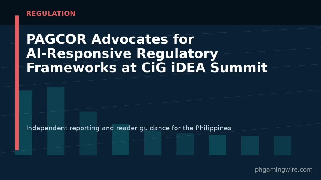 PAGCOR Advocates for AI-Responsive Regulatory Frameworks at CiG iDEA Summit — PH Gaming Wire editorial graphic